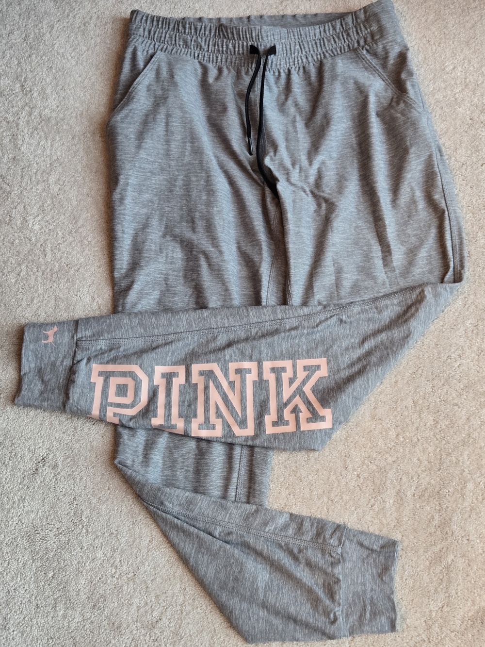 PINK Victoria's Secret Gray Jogger Pants with Pink Logo